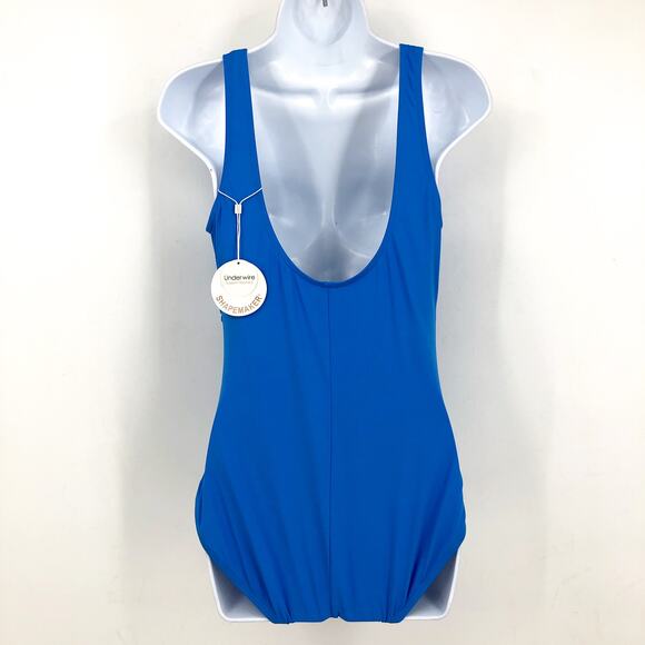 CONTOURS COCO REEF Solitaire V-Neck One Piece US 12 36C Azure Blue Underwire NWT - Picture 6 of 13